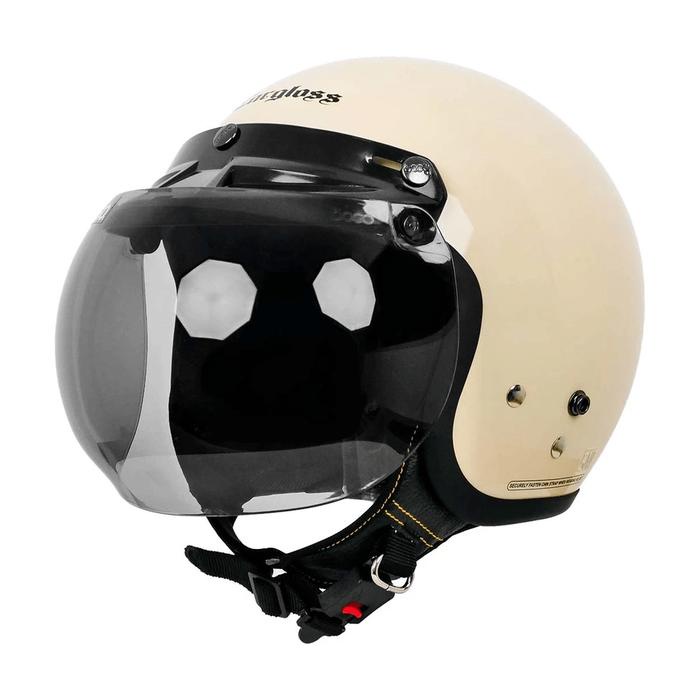 Helm Bogo Retro Premium Carglos Pet Kaca Datar Cembung Trail Cross Helm Half Face Untuk Pria Dan