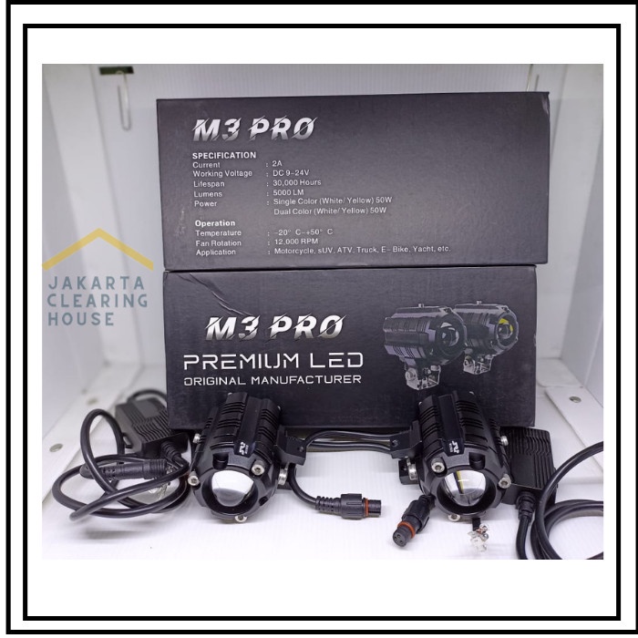 M3 PRO Lampu tembak LED Foglamp Mobil Motor Dual Mode Beam No Saklar