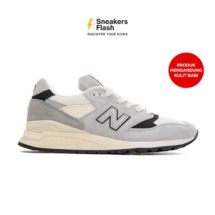 NEW BALANCE 998 Made In Usa Grey Cream Sepatu Sneakers Unisex - U998GB - Size 45