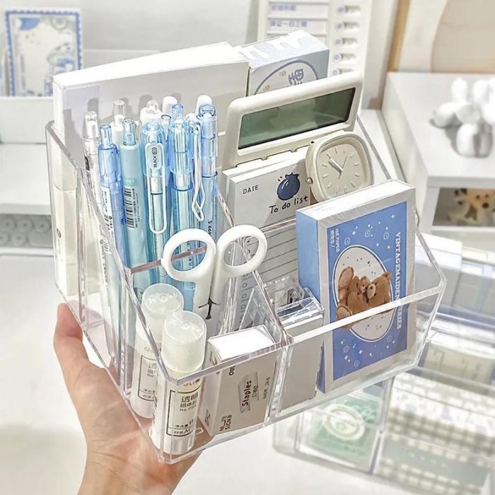 

HOT SALE! AT Rak Pensil Kotak Peimpanan Serbaa Desk Decor Pen Holder Multifungsi Storage Box Di Meja