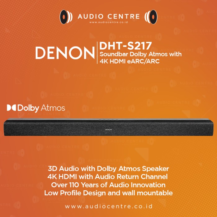 Denon DHT-S217 DHTS 217 DHT S217 Soundbar Dolby Atmos with HDMI eARC