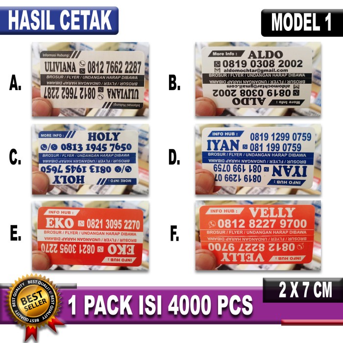

Label/sticker nama utk marketing property/mobil murah isi 4000 pcs/Set