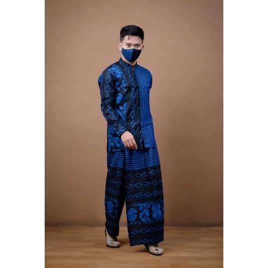 BERKUALITAS Setelan Baju dan Celana Sarung Simple Batik Koko Pria Dewasa Motif Tangan Panjang -