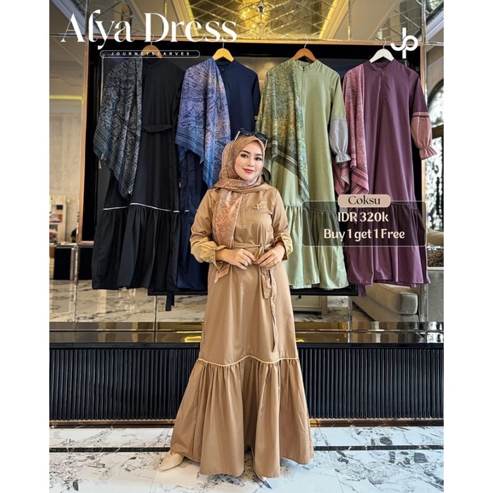 BERMUTU ALYA DRESS Gamis Journey Scarves Bahan Toyobo