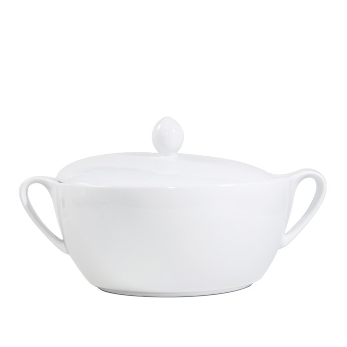 PROMO Mangkok Saji Keramik Tutup 24.3CM (1PSG) Putih Polos By Indo Kermik / Casserole Keramik /