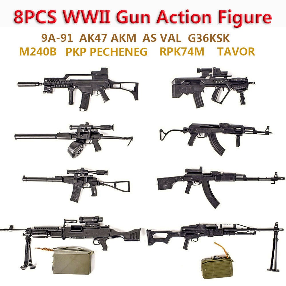 SWAT 1/6 Scale World Gun Assemble Model RPK74 M240 PKP Tavor G36KSK 9A-91 AK47/AKM ASVAL Rifle