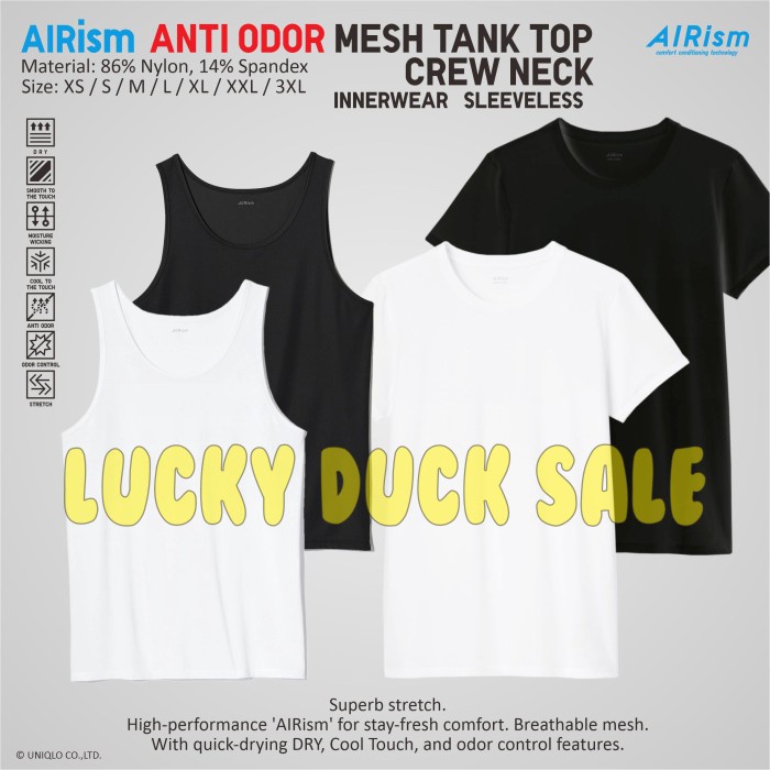 HOT SALE UNIQLO Airism Anti Odor Mesh Tank Top Kaos Dalam Inner Shirt Anti Bau