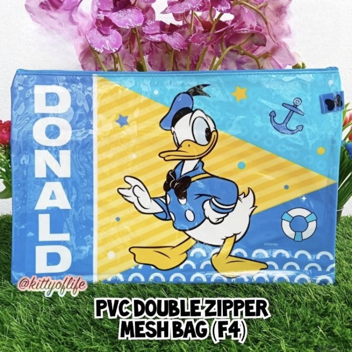 

TERBARU Dompet PVC Double Zipper Mesh Bag F4 Disney Original Donald BISA GRAB!