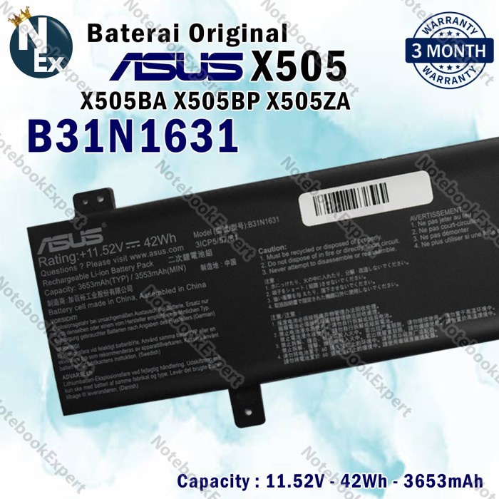 Baterai Asus book 15 X505 X505Z B31N1631