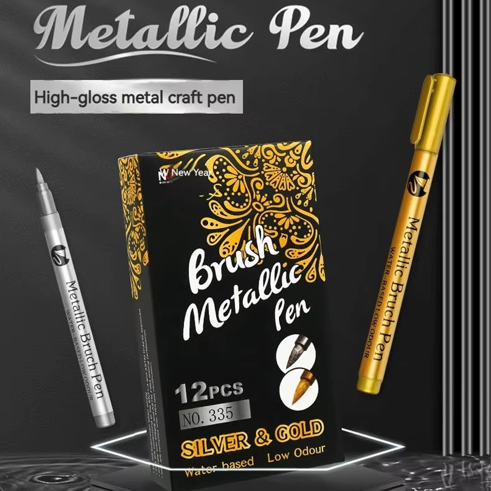 

Spidol Permanen Metallic Marker Pen Waterproof 10mm 12 PCS - GN-12