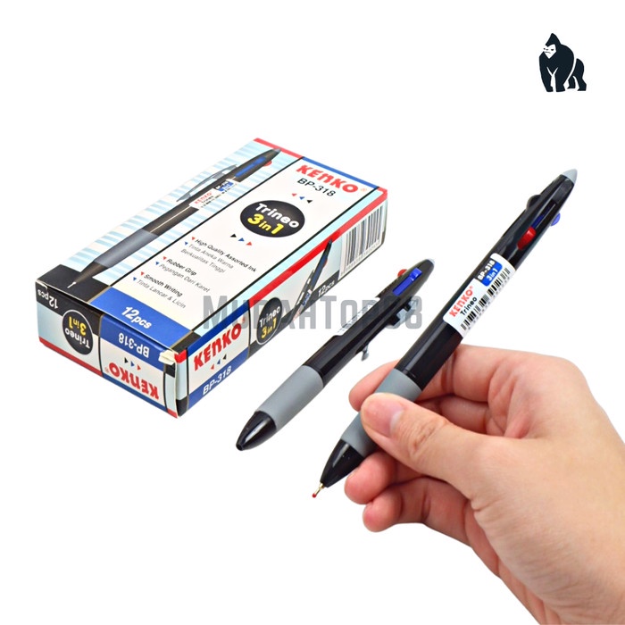 

Pulpen Kenko 3 in 1 BP-318 Trineo / Ballpoint Bolpen Pen Cetek 3 Warna