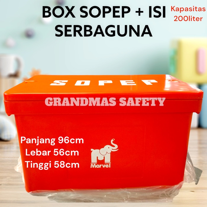 PROMO BOX SOPEP 200Liter Marvel + Isi Kotak Box Sopep Kapal Emergency Box Sopep Serbaguna