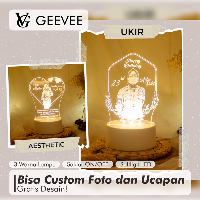 Lampu akrilik foto custom lampu hias meja 3d LED FREE Desain Diskon