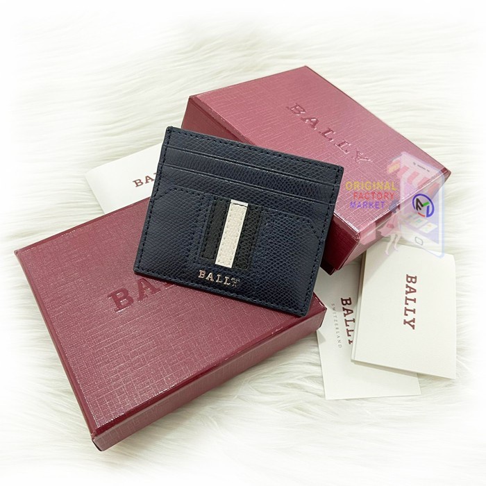 

Dompet BALLY Card Holder THAR Mens Case Black Navy Original