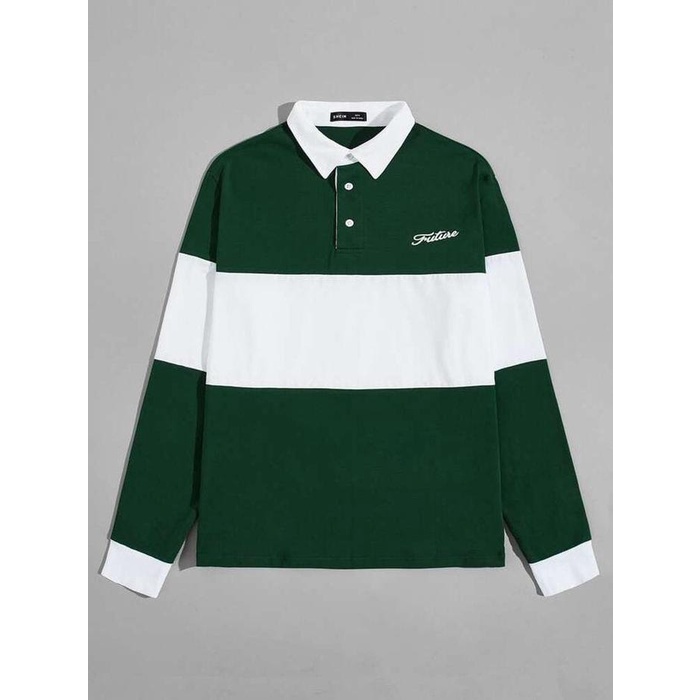 ATW- Rugby Vintage Sweater panjang tebal Baju Pria Wanita Crewneck Hitam Sweatshirt Kerah