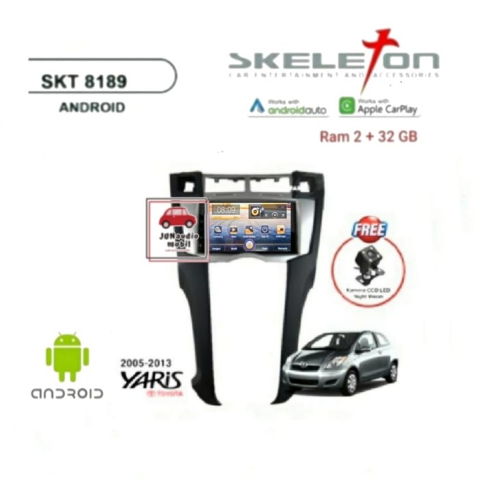 BISA GOSEND HEAD UNIT ANDROID SKELETON 7 INCH OEM YARIS BAKPAO 2005 UP + KAMERA BEST SELLER