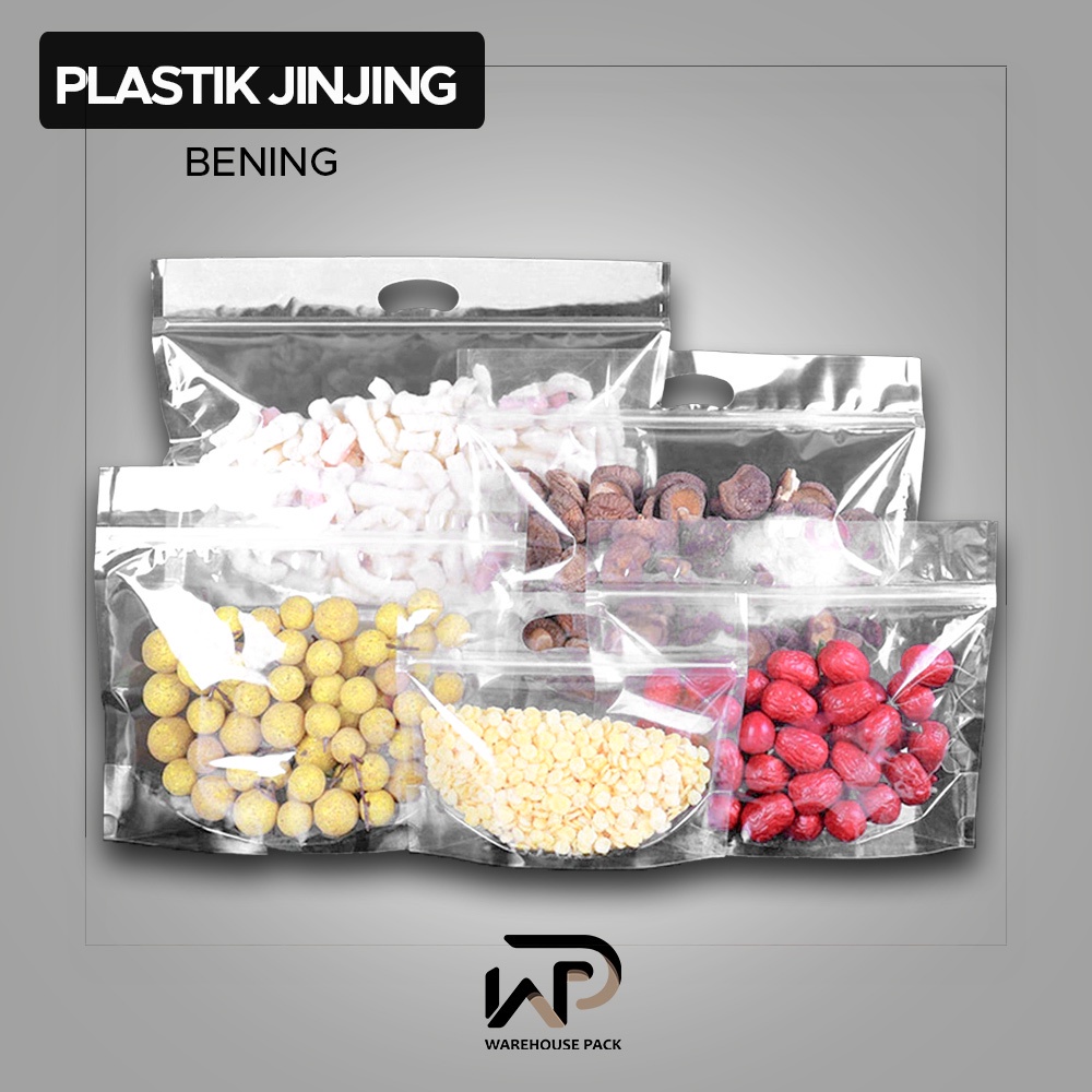 Best Seller ( 10 Pcs ) Plastik Jinjing Bening 34x27 Plastik Bening Jinjing Dengan Pegangan Plastik