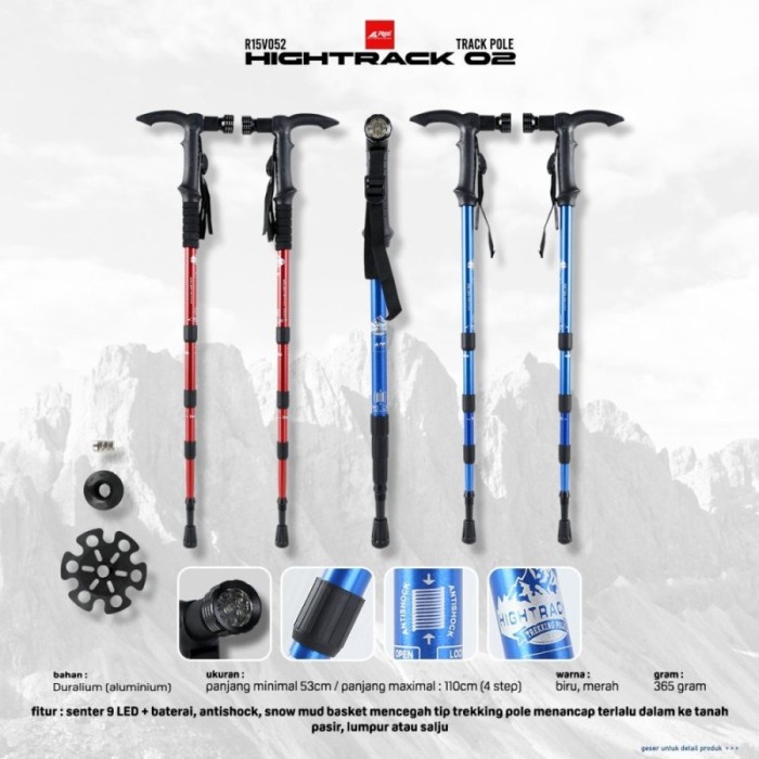 Trekking Pole Rei Hightrack 02 - Tongkat Gunung Duralumunium dengan Senter