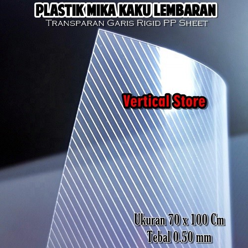 CUCI GUDANG Plastik PP Mika Kaku Lembaran Bening Garis 70 x 100 cm Tebal 0.50mm