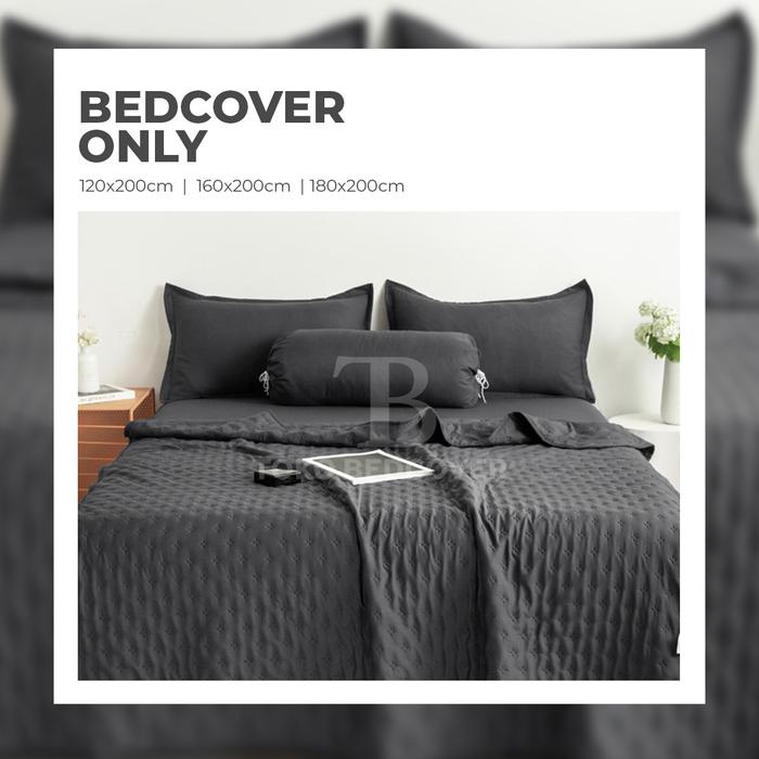 Bed Cover Only - Selimut Korea Bedcover Polos Halus, Lembut, Adem Dan Tebal Ukuran Single, Queen,