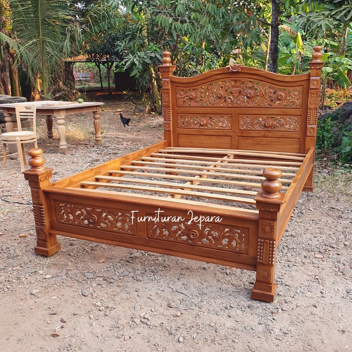Dipan Tempat Tidur Kayu Jati Ukir Dipan Rahwana Jepara