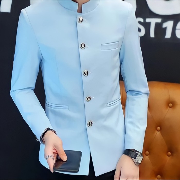 Keren Jasko Polos Motif Saku Tutup Jas Koko Jasko Jas mandarin jas