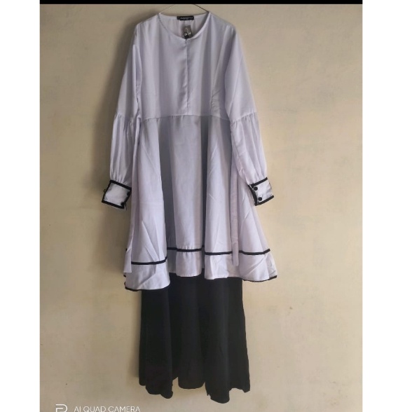 [Gamis hermosa] Gamis kantor hitam putih-gamis hermosa hitam putih-gamis office pns hitam putih