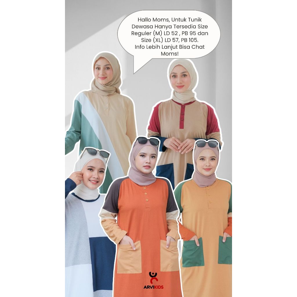 ARVIKIDS Baju Lebaran Couple Keluarga Kaos Couple Family Set Koko Tunik TERKINI