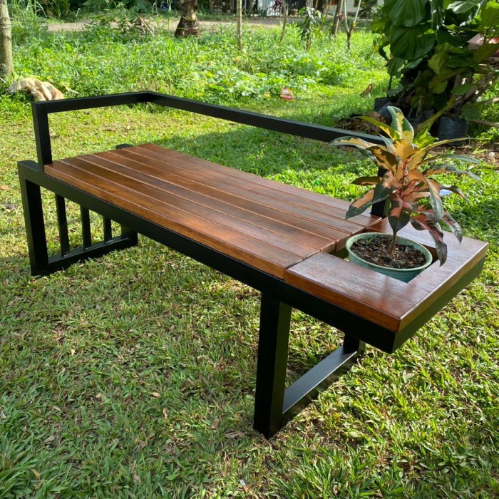 PREMIUM Kursi Taman Besi Kayu Bangku Teras Minimalis