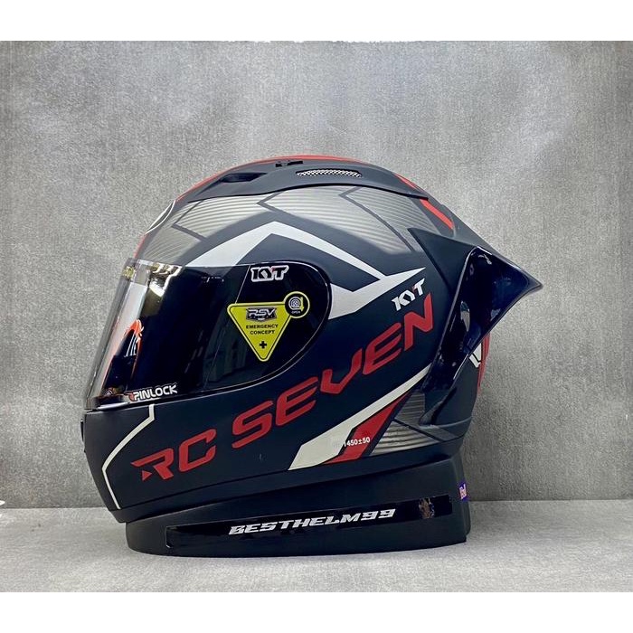 KYT RC Seven #18 Black Red Doff Spoiler - Helm Full Face RC7 Motorcycle