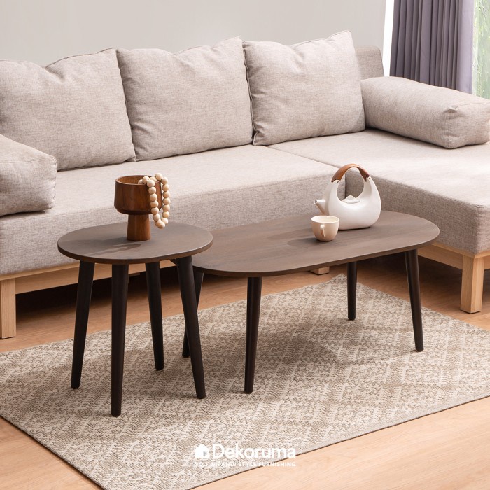 PREMIUM Dekoruma Junko Meja Tamu Kayu 2in1 Walnut / Coffee Table