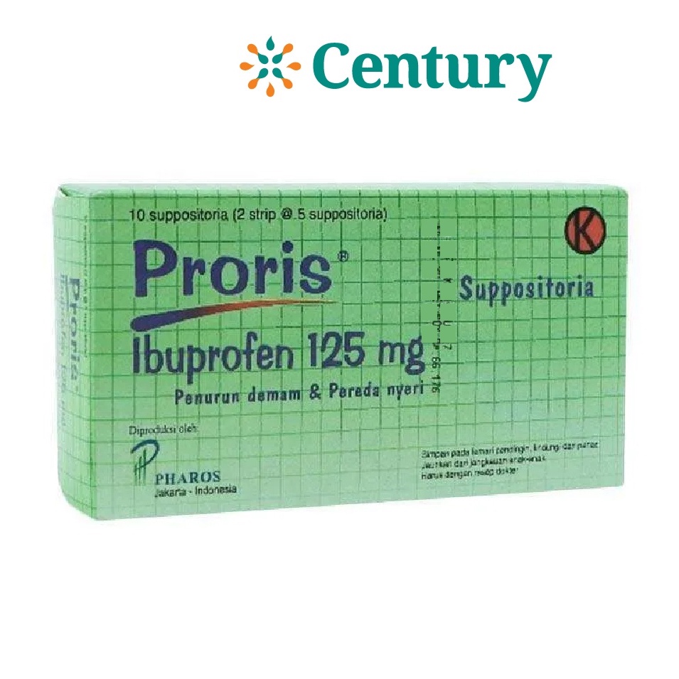 PRORIS 125 MG SUPPOSITORIA 1 STRIP ISI 5 SUPP / IBUPROFEN / DEMAM / NYERI /SAKIT GIGI / GIGI BENGKAK