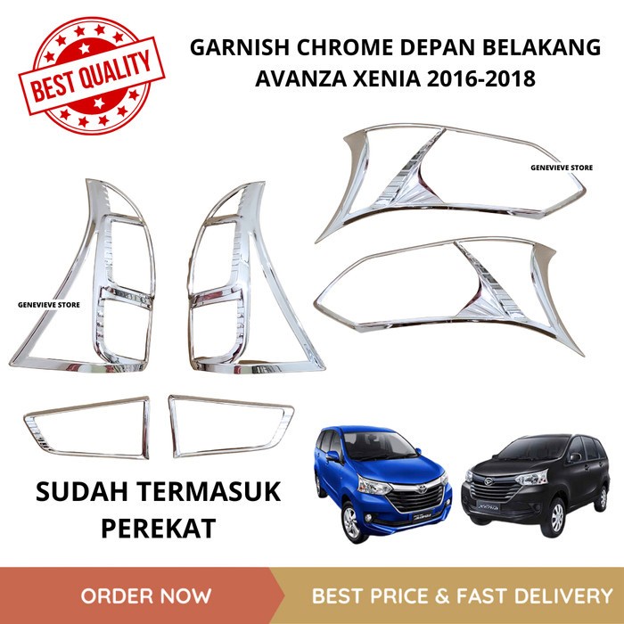 SET GARNISH LIST LAMPU CHROME DEPAN BELAKANG GRAND AVANZA XENIA 2016