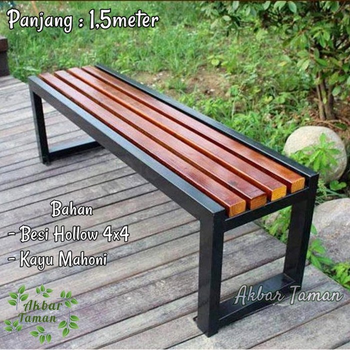 PREMIUM Bangku Taman Besi Kayu / Bangku Halaman Kursi Teras Panjang 1,5 meter
