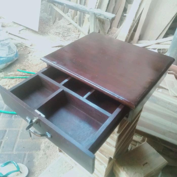 PREMIUM laci kasir laci uang kayu jati pakai rel sleding