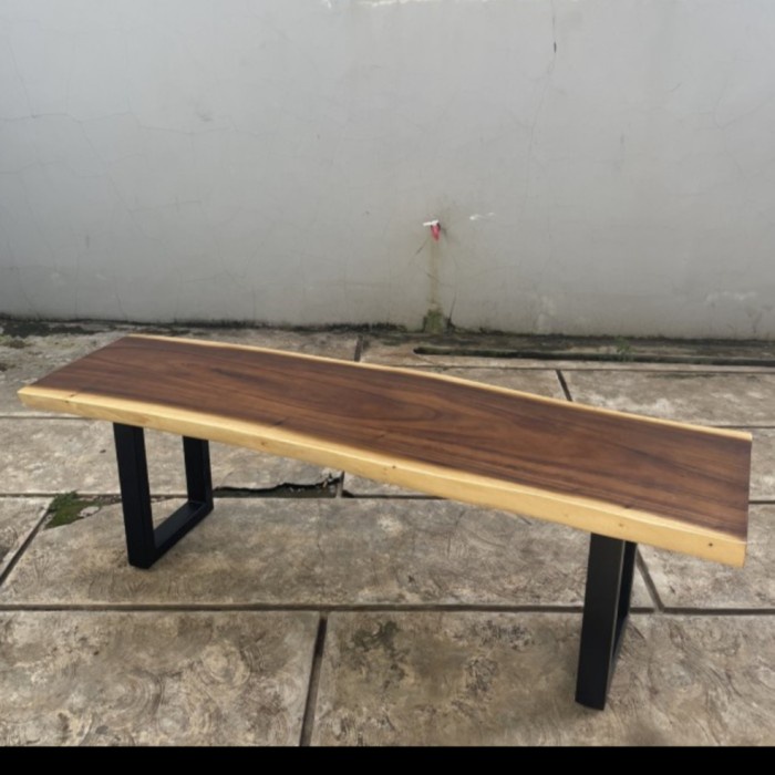 PREMIUM Bench Kayu Trembesi, Bangku Panjang Kayu Kaki Besi, Kursi Sate