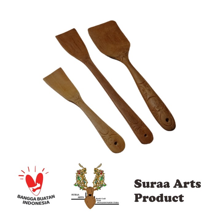 PREMIUM Spatula / Sutil Ukir Kayu Ulin 1 set