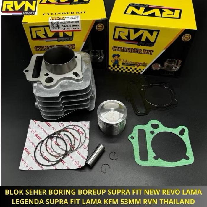 BLOK SEHER BORING PAKET BOREUP BORE UP SUPRA FIT NEW REVO LAMA LEGENDA SUPRA FIT LAMA KFM 53MM 53