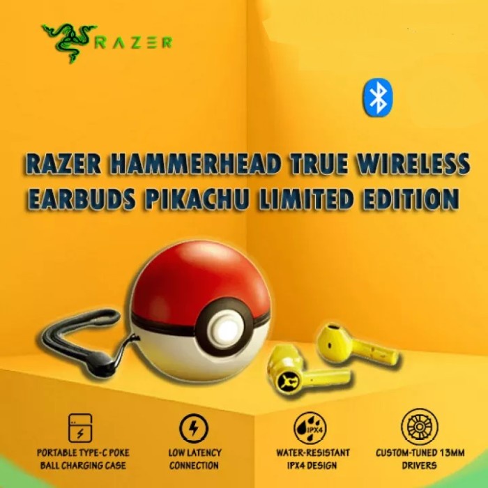 HOT SALE Headset Razer Pikachu HammerHead X Pokemon Wireless Headset Bluetooth