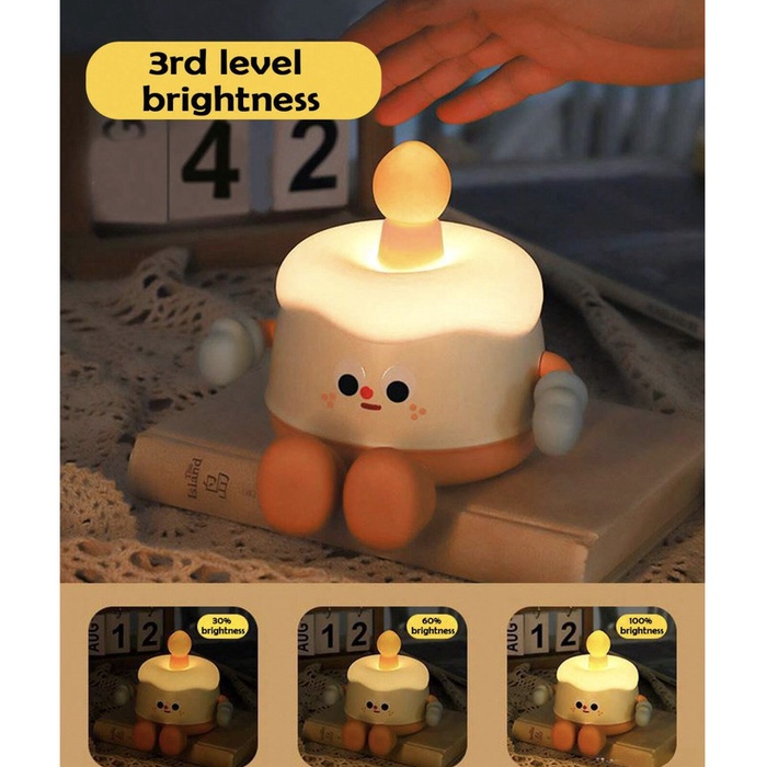 Birthday Cake Night Lamp Touch Squishy Rechargeable Lampu Sentuh Tepuk Kue Ulang Tahun Kado Spesial