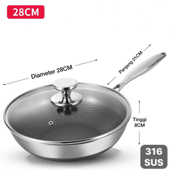 [MS] Wajan Stainless Steel 316 / Kuali Honeycomb Wokpan Non Stick