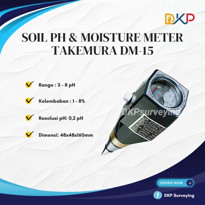 Soil PH & Moisture Tester Meter Takemura model DM-15 Original Japan