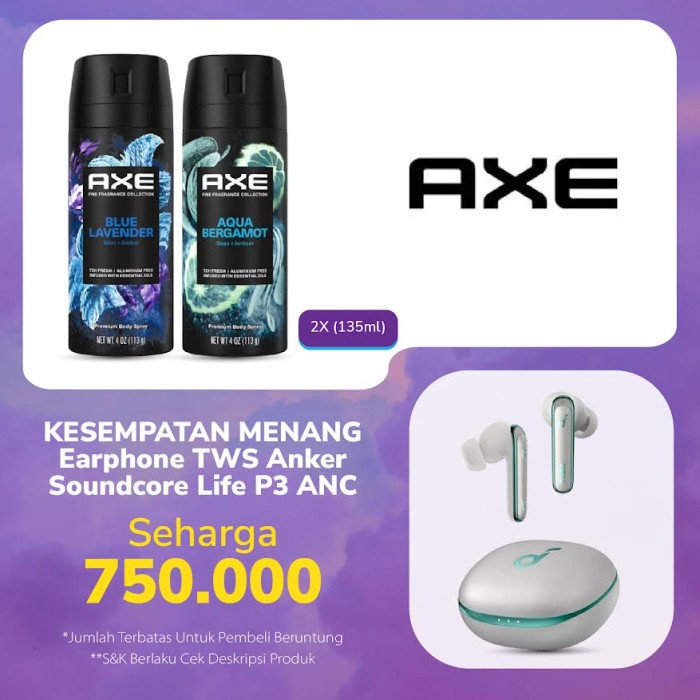 PROMO [MYSTERY BOX] Axe Deodorant Body Spray Blue Lavender & Aqua Bergamot - 135ml