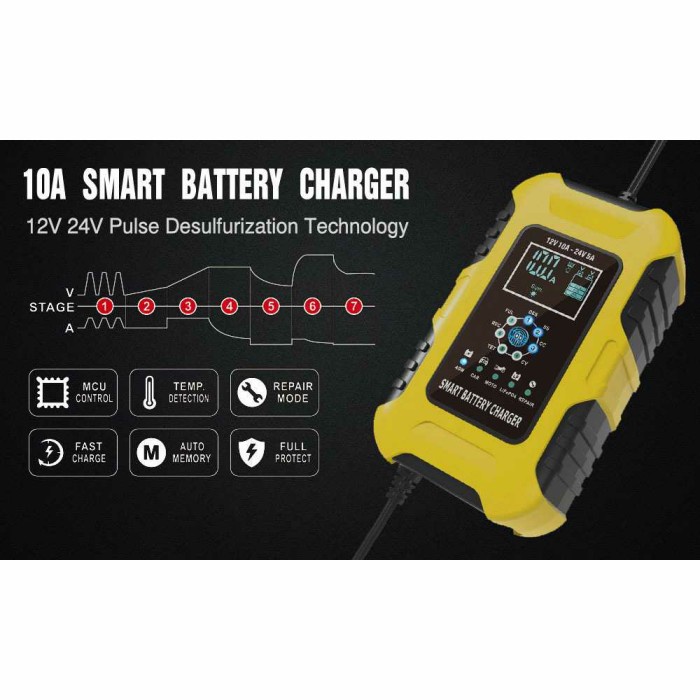 Paling Murah Charger Cas Casan Aki Accu Motor Mobil Truck 12V/24A 10A 6-180Ah