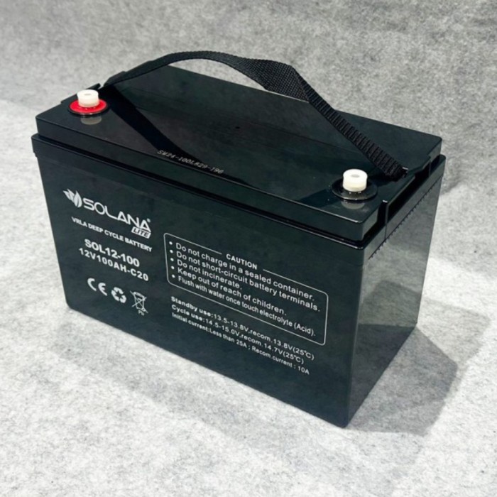 Promo Aki Battery Accu Solana Lite 12V 100Ah Deepcycle Aki 12V 100Ah