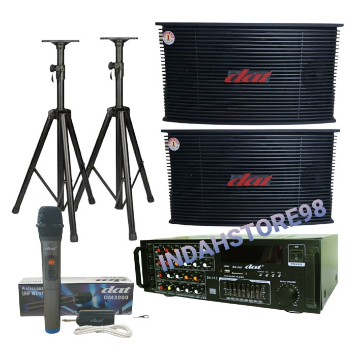 Paket Speaker Karaoke Pasif DAT Ak100 + Amplifier DA 313 Mic Wireless