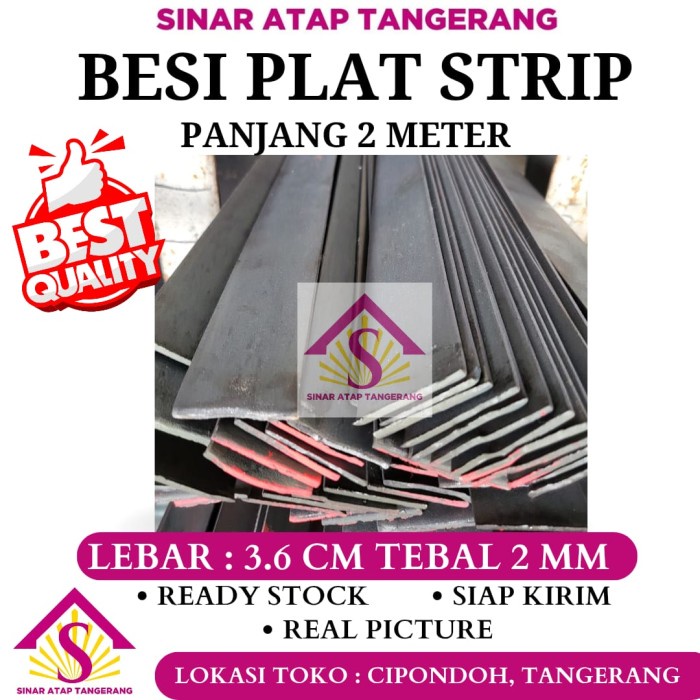 PREMIUM BESI PLAT STRIP 5x50 lebar 3,6 tebal 2mm panjang 2 M