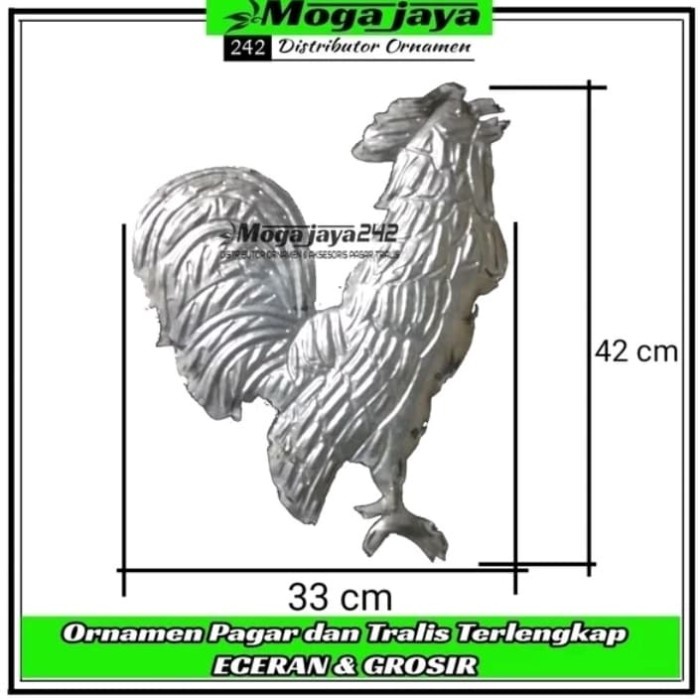 PREMIUM ornamen pagar besi plat tempa model ayam jago hiasan