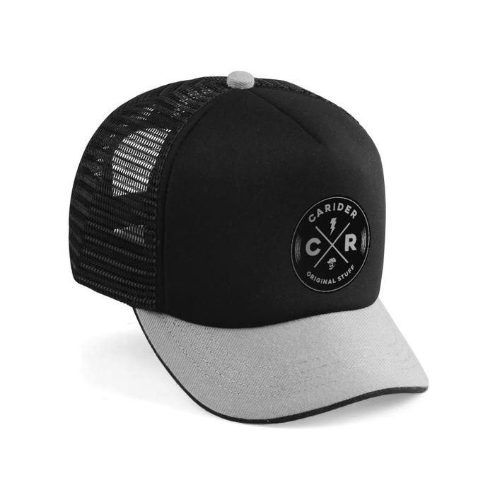 PREMIUM Trucker Hat Black Gray Lidah Pendek Topi Jaring Pet Pendek Topi Baseball Visor Pendek Pria