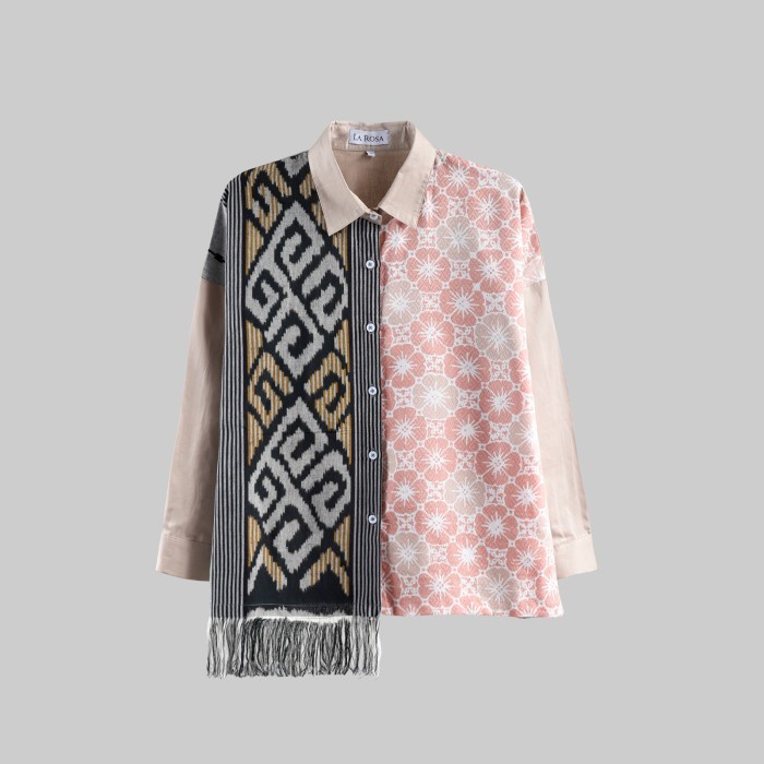 Kemeja Batik Tenun Wanita / Blouse Batik Tenun Wanita Lila